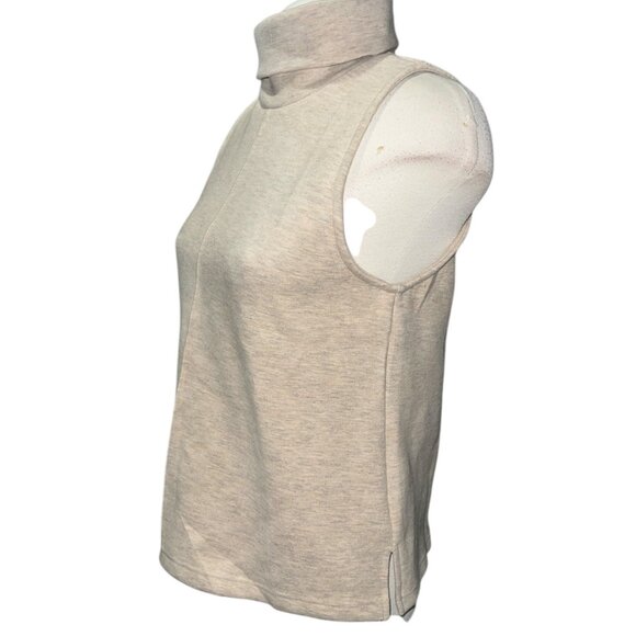 OGL FuzzLuxe Turtle Neck Split Hem Top Sz Medium Womens Beige Heathered - Picture 6 of 15